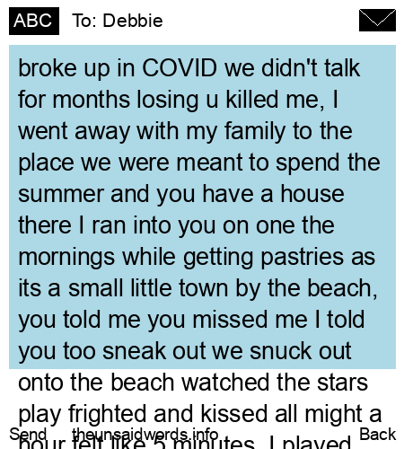 unsent message to Debbie