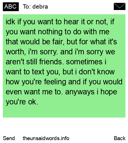unsent message to debra