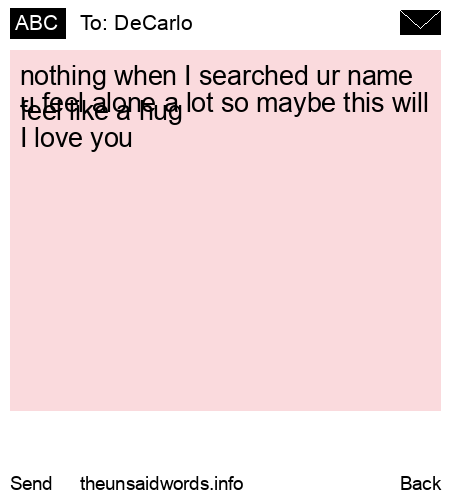 unsent message to DeCarlo