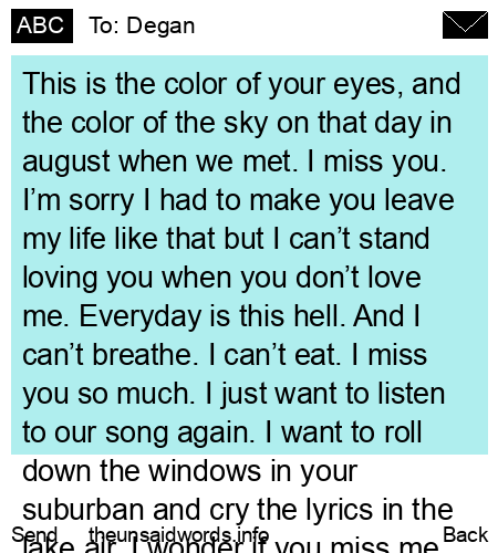 unsent message to Degan