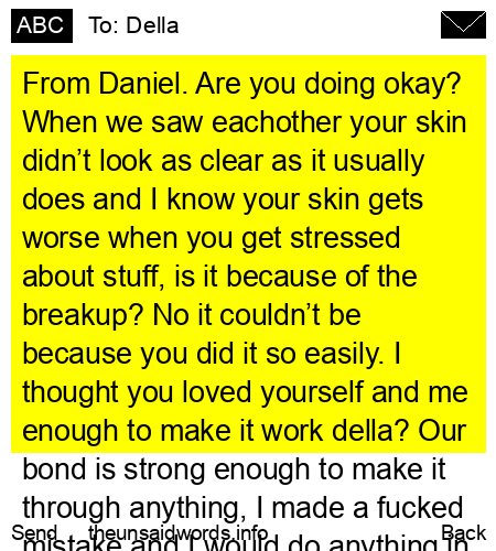 unsent message to Della