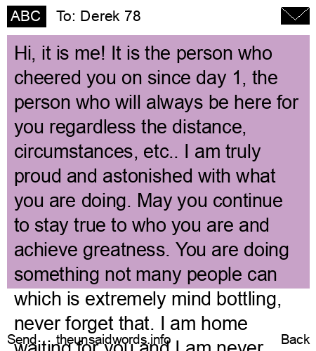 unsent message to Derek 78