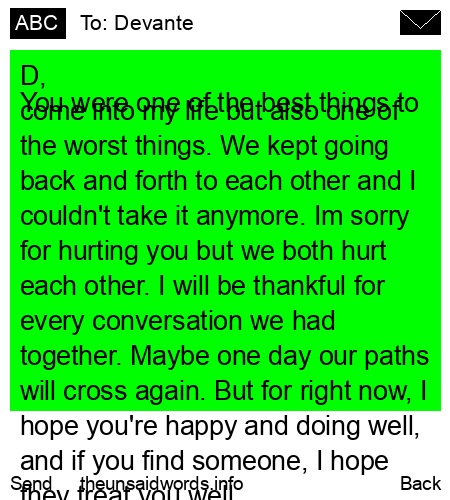 unsent message to Devante