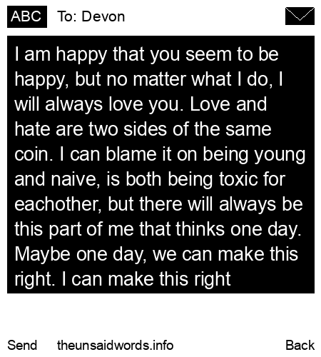 unsent message to Devon