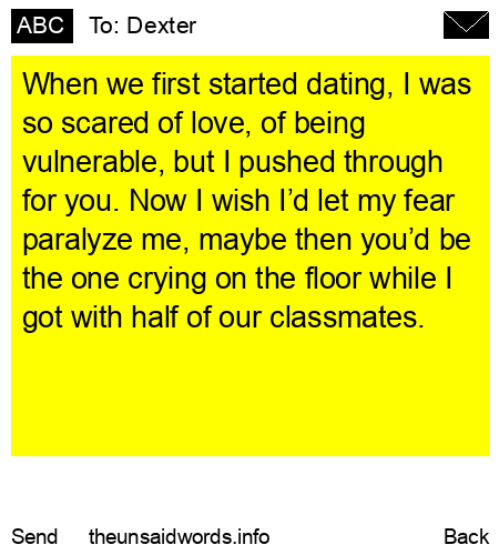 unsent message to Dexter