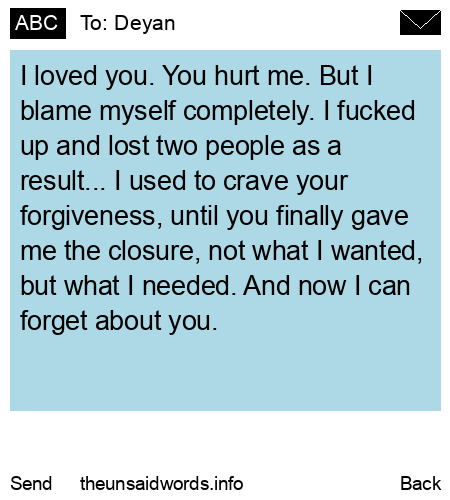 unsent message to Deyan