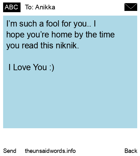 unsent message to Anikka