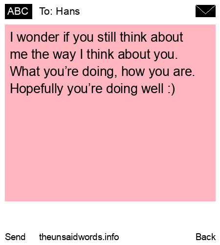 unsent message to Hans