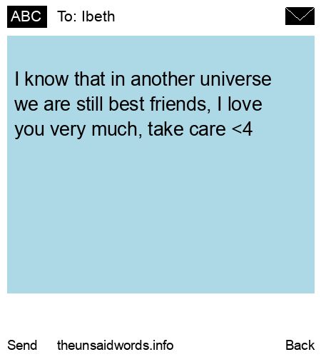 unsent message to Ibeth