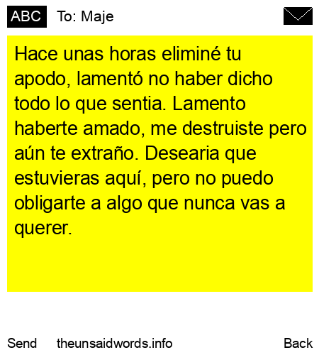 unsent message to Maje