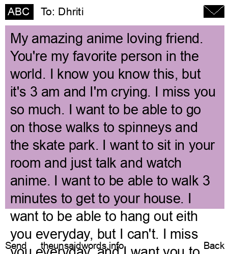 unsent message to Dhriti