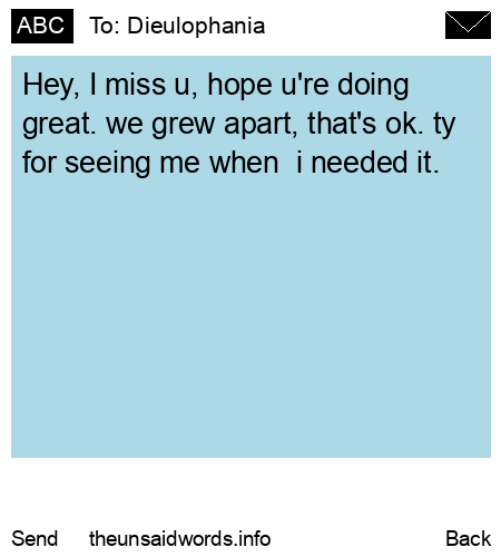 unsent message to Dieulophania