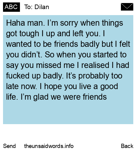 unsent message to Dilan
