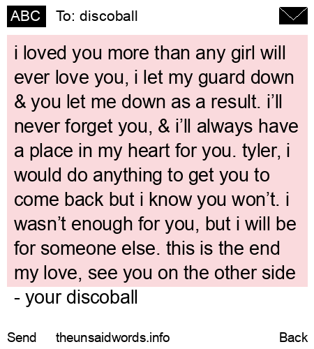 unsent message to discoball