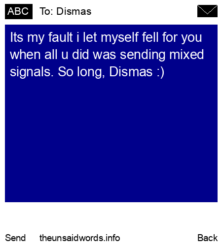 unsent message to Dismas