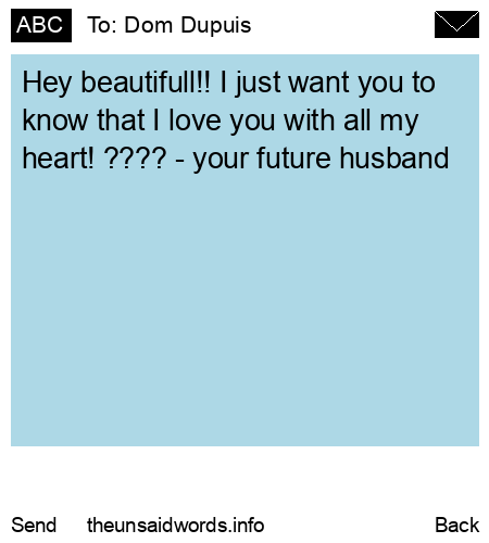 unsent message to Dom Dupuis 
