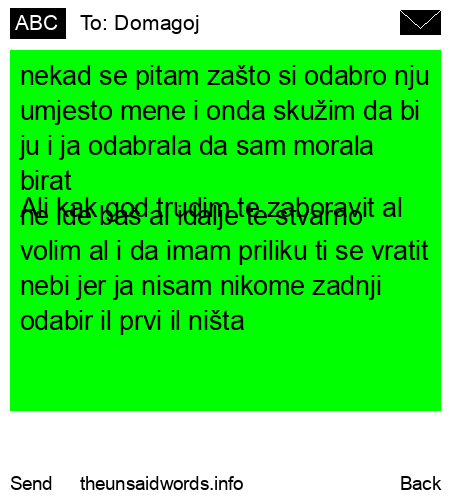 unsent message to Domagoj