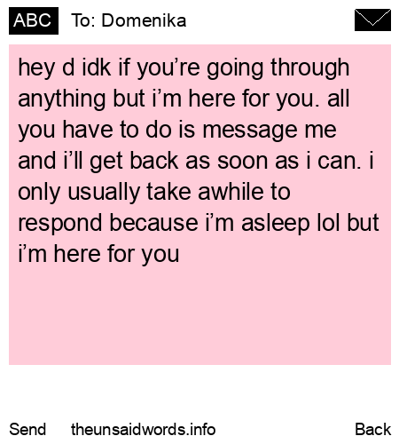 unsent message to Domenika