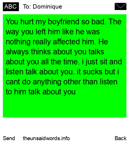 unsent message to Dominique