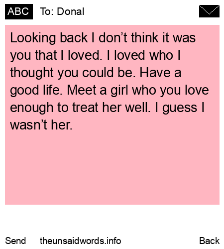 unsent message to Donal