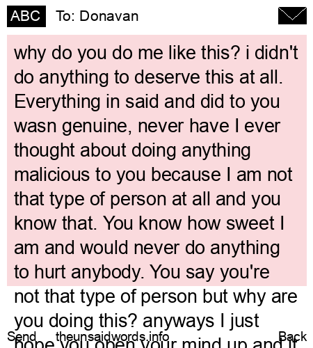 unsent message to Donavan