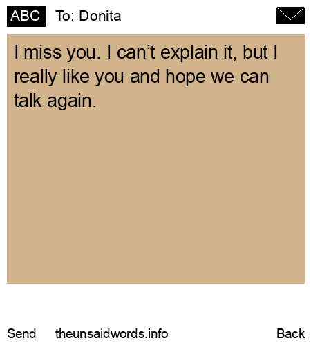 unsent message to Donita
