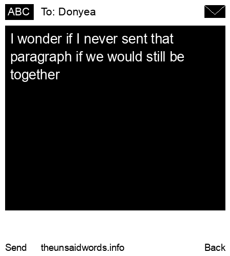 unsent message to Donyea 