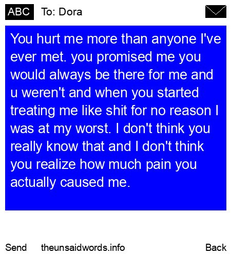 unsent message to Dora