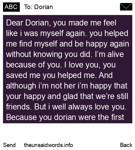 unsent message to Dorian