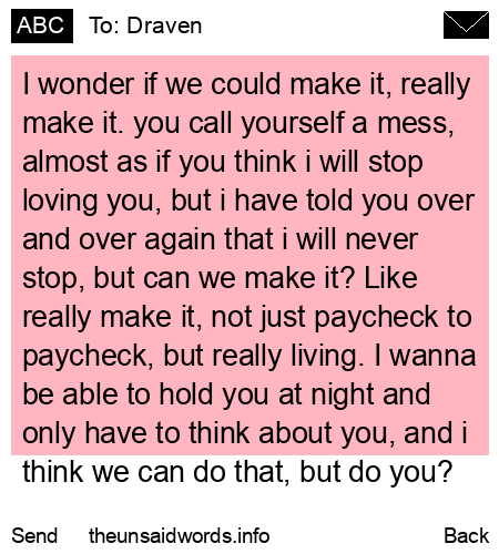 unsent message to Draven