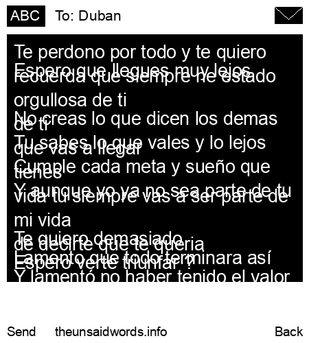 unsent message to Duban