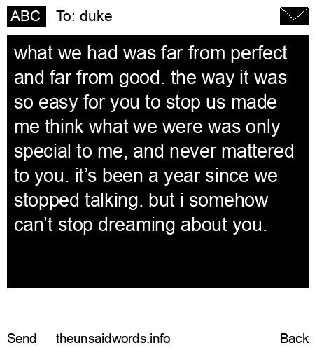 unsent message to duke
