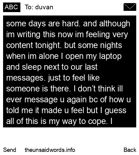 unsent message to duvan