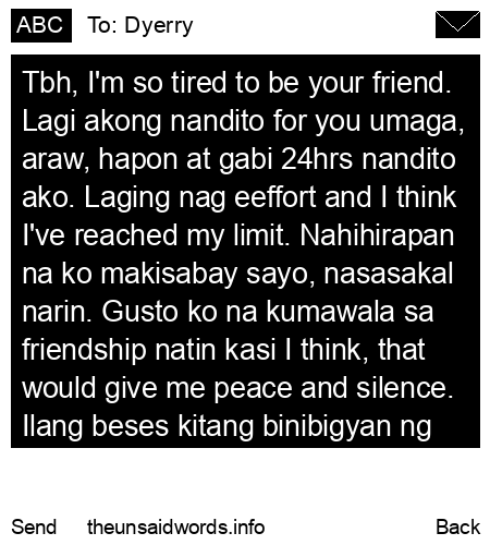 unsent message to Dyerry