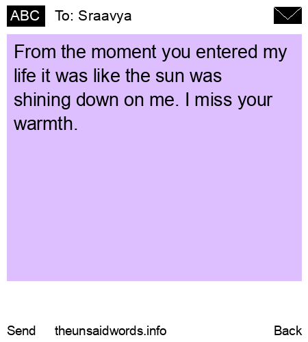 unsent message to Sraavya