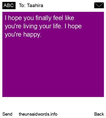 unsent message to Taahira