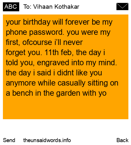 unsent message to Vihaan Kothakar
