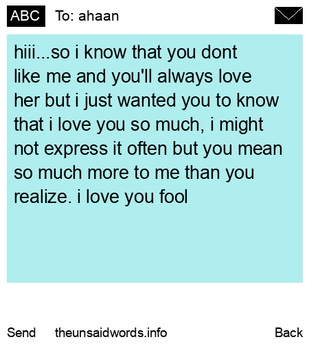 unsent message to ahaan