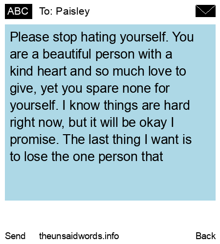 unsent message to Paisley