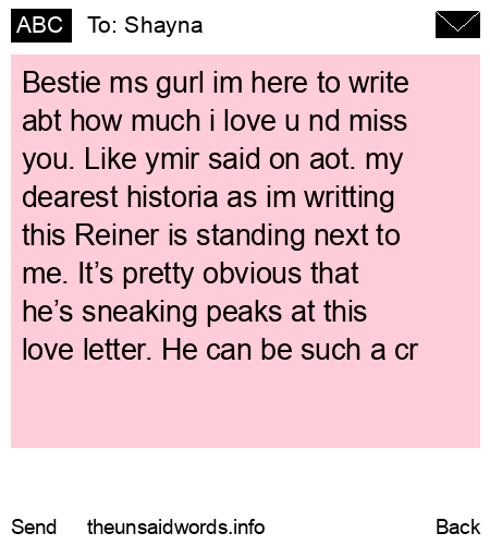 unsent message to Shayna