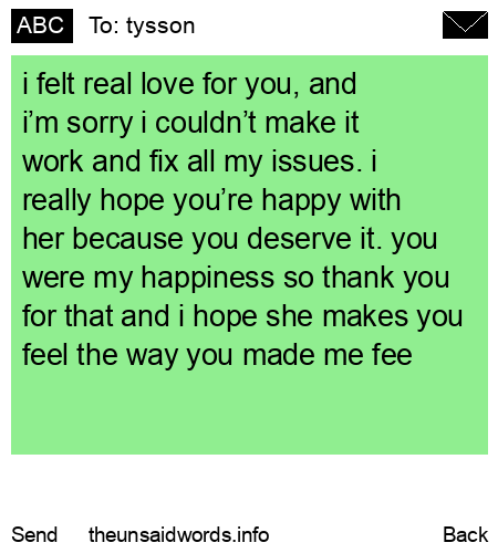 unsent message to tysson