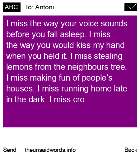 unsent message to Antoni