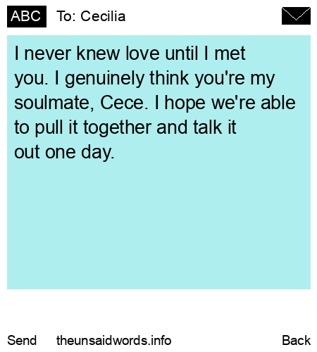 unsent message to Cecilia