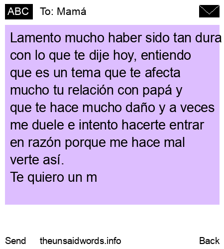unsent message to Mamá