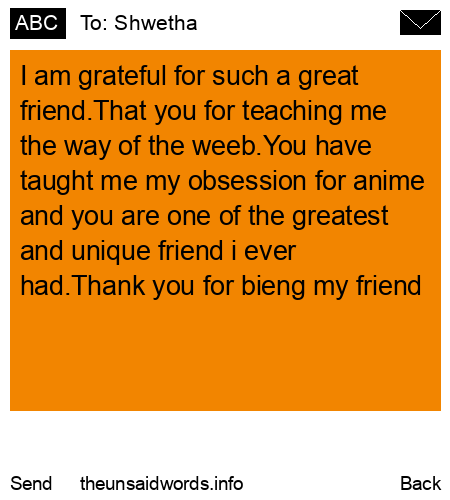 unsent message to Shwetha