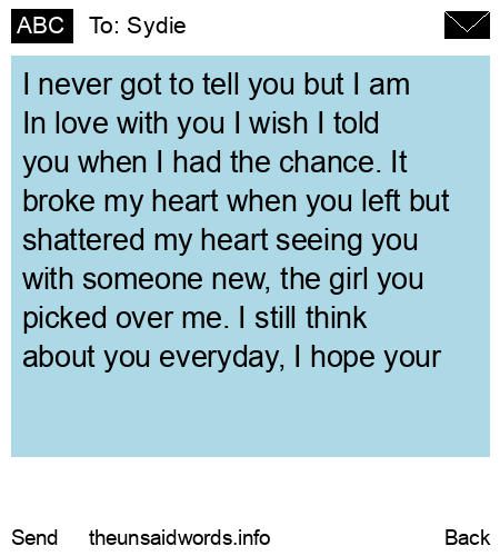 unsent message to Sydie