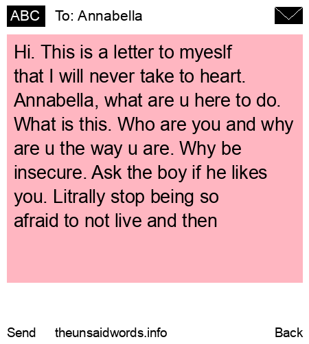 unsent message to Annabella