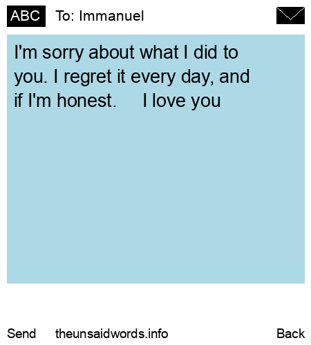 unsent message to Immanuel