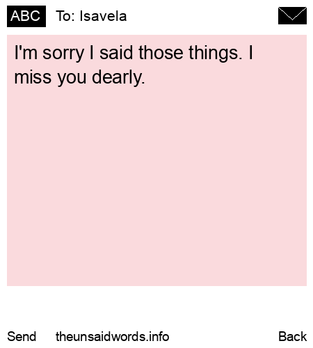 unsent message to Isavela