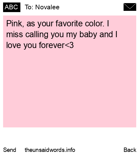 unsent message to Novalee